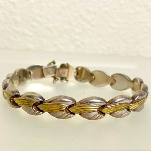 STERLING Bracelet Gold Vermeil Solid Silver 925 Made in Italy Vintage Two Tone